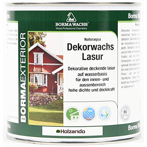 BORMA Naturaqua UV Buntlack Hochdeckender Holzlack Lasur deckend auf Öl und Wasserbasis für den Innen und Außenbereich 750 ml KIEFERGRUEN 136 von BORMA