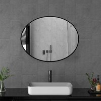 Wandspiegel Schwarz Oval 50x70cm Badspiegel 70x50cm Wand Spiegel Schwarz Badspiegel Metallrahmen Kosmetikspiegel von BOROMAL