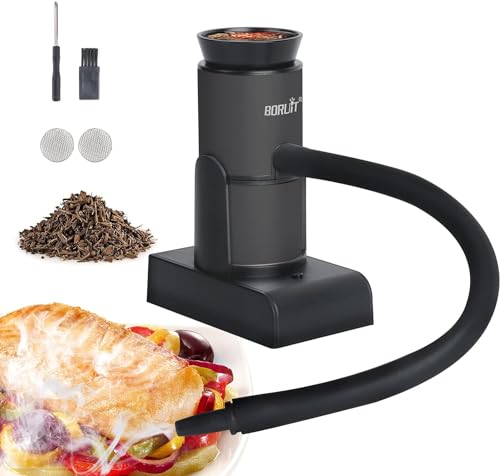 BORUIT Rauchen Gun Lebensmittel Raucher Portable Holz Cocktails Rauch Infuser mit Holzchips, Lebensmittel Küche Raucher für Fleisch Lachs Cocktails Käse BBQ Grill, perfekt für Foodie Geschenke von BORUIT