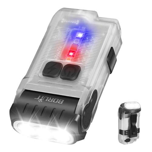BORUIT V15 Mini Taschenlampen, 80° Drehbar Taschenlampe LED, 1200 Lumen Super Hell mit 10 Modi, IP67 Wasserdicht, Magnetischer Schwanz, für Camping Wandern Notfa (weiß) von BORUIT