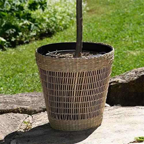 BOURGH Blumentopf Mandela - wasserdichter Pflanzentopf Korb geflochten - Blumentopf Gross Übertopf 25 cm Durchmesser - Pflanzkübel groß außen Bereich geeignet von BOURGH