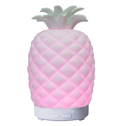 BOURGH Keramik Ananas Arom Diffuser für ätherische Öle mit Ultraschall Luftbefeuchter mit Farbwechsel für Sport & Fitness Yoga Marke: efaso von BOURGH