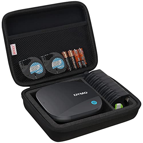 BOVKE Reisekoffer für DYMO LetraTag 200B Bluetooth Etikettendrucker, DYMO LetraTag Wireless Compact Etikettendrucker Halter mit zusätzlichem Platz Letratag Nachfüllbänder und Ersatzbatterien, schwarz von BOVKE