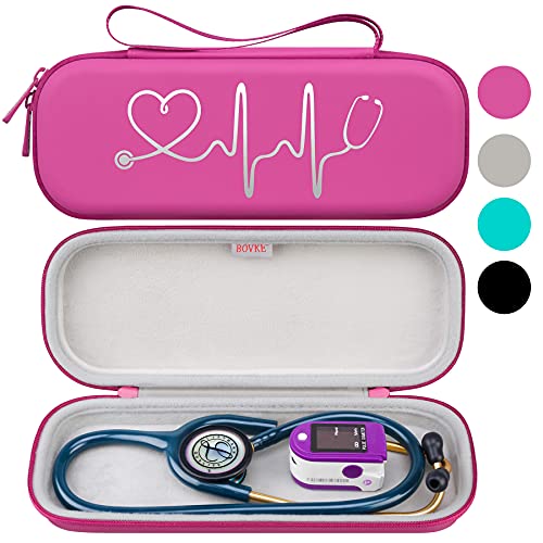 BOVKE Stethoskopkoffer, Leichter schlanker Stethoskophalter für 3M Littmann Classic III,Lightweight II S.E, MDF Acoustica luxuriöses, Littmann Cardiology IV Diagnostisches Stethoskop, Himbeere von BOVKE