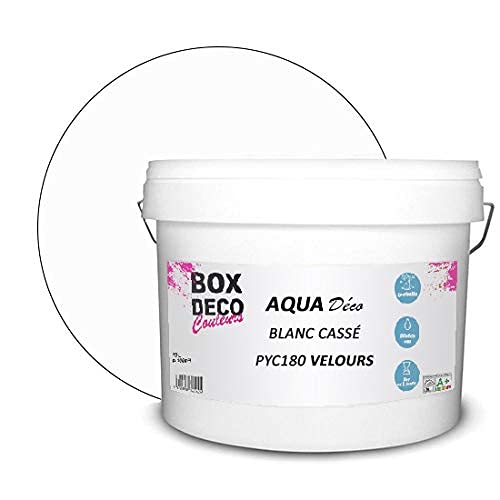 BOX DECO COULEURS Aqua Déco Acrylfarbe Velours-Optik, 10 l, cremefarben von BOX DECO COULEURS