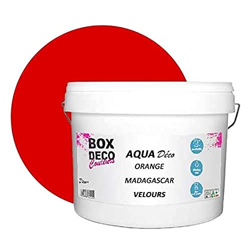 BOX DECO COULEURS Aqua Déco Acrylfarbe, Velours-Optik, 10 l/100 m², Orange Madagaskar von BOX DECO COULEURS