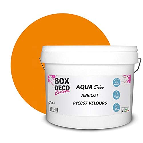 BOX DECO COULEURS Aqua Déco Acrylfarbe, Velours-Optik, 10 l/100 m², apricot orange von BOX DECO COULEURS