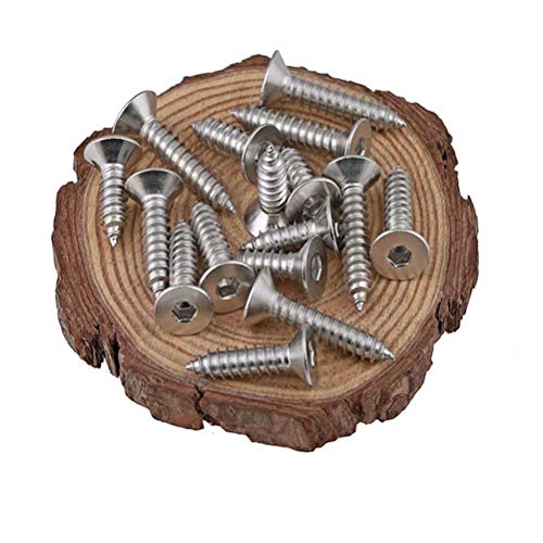 BOZONLI M6 Holzschrauben, Blechschrauben, Edelstahl Innere Sechskant Senkkopf Selbstschneidende Schrauben, Universalschraube, M6×20mm,10 pcs von BOZONLI