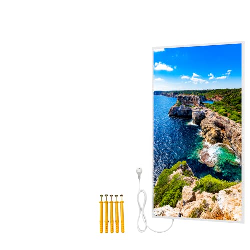 BR Bringer Bild Infrarotheizung mit Rahmen - Bildheizung mit UV Druck - 60x100x1,8cm - Inselküste, Mallorca von BR Bringer