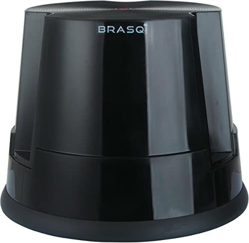 BRASQ Tritthocker mit Rollen ST100 Comfort, Elefantenfuß, hergestellt aus hochwertigem Polypropylen, mit einklappbaren 3 Rollen, 30 cm hoch, Trittrollhocker grau, belastbar bis 150 kg (schwarz) von BRASQ