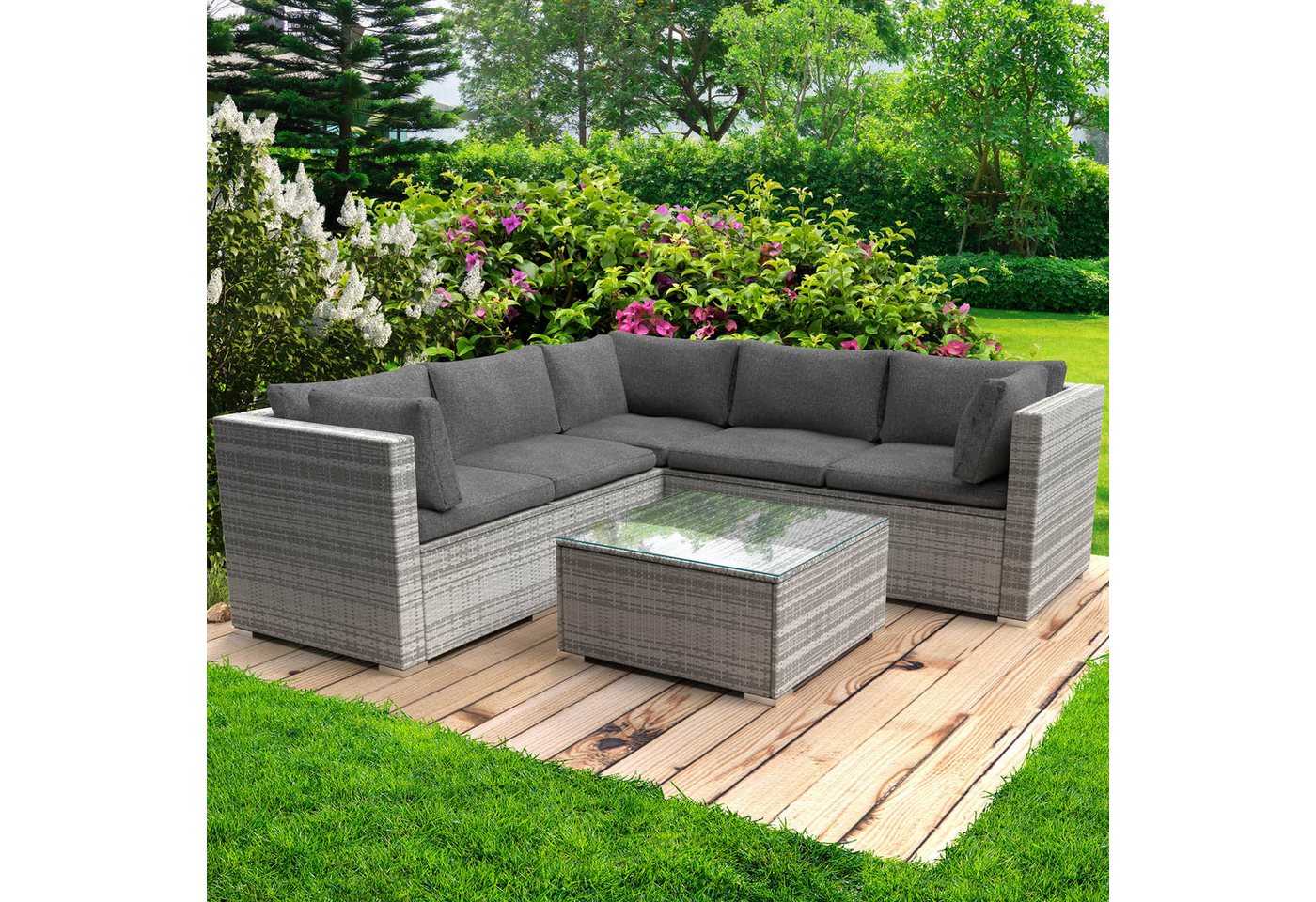 BRAST Gartenlounge-Set Passion für 4 Personen inkl. extra Dicke Kissen, TÜV geprüft Outdoor Loungemöbel Sitzgruppe Essgruppe Garnitur von BRAST