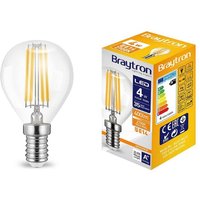 E14 Sockel led Leuchtmittel Filament Kugel P45 4 Watt 400 Lumen Lampe Leuchte Birne Licht warmweiß (2700 k) 1 Stück von BRAYTRON