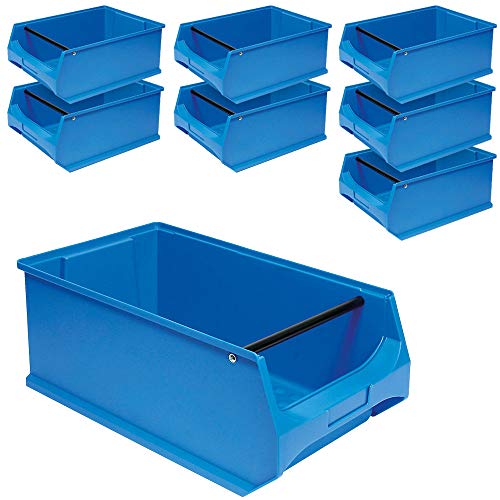 8x Sichtstapelbox"PROFI" mit Griffstange, LxBxH 500x300x200 mm, Inhalt: 21 Liter, blau von BRB