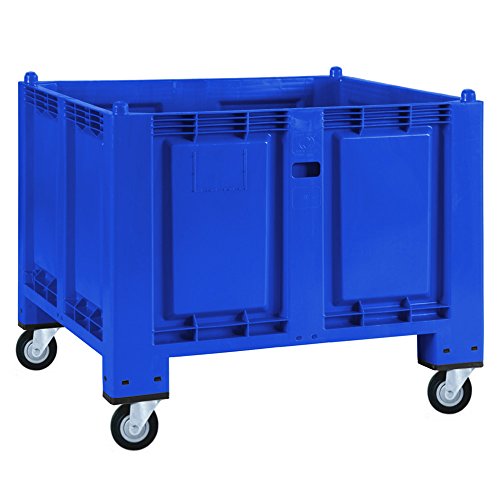 Palettenbox mit 4 Lenkrollen, LxBxH 1200x800x1000 mm, Boden und Wände geschlossen, blau von BRB