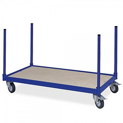 Rungenwagen, Tragkraft 250 kg, LxB 1000x500 mm, stabile Stahlrohrkonstruktion, kunststoffbeschichtet blau RAL 5010 von BRB