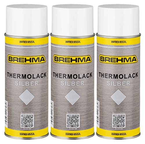 3xBREHMA Thermolack silber 400ml bis 600°C hitzebeständig Schutz Lack abriebfest von BREHMA