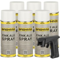 Brehma - 6x Zink Alu spray mit Sprühgriff Spray Grundierung Korrosionsschutz von BREHMA