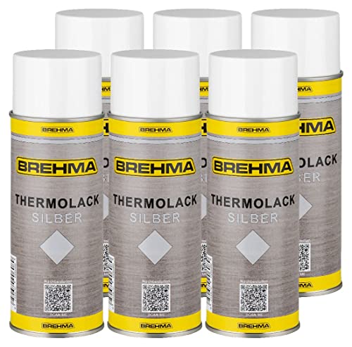 6xBREHMA Thermolack silber 400ml bis 600°C hitzebeständig Schutz Lack abriebfest von BREHMA