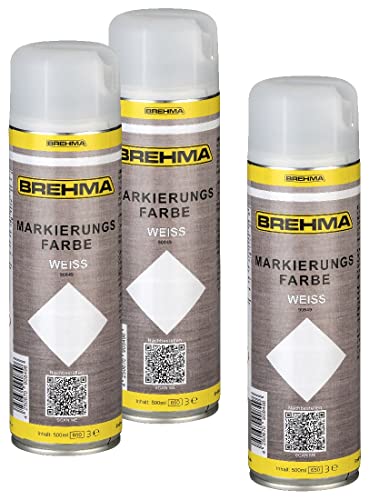 BREHMA 3x Markierungsspray Forstspray Markierungsfarbe weiss 500ml von BREHMA