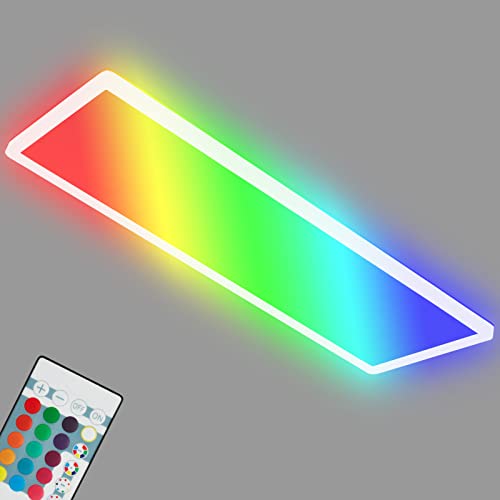BRILONER Leuchten - Ultraflache Deckenlampe RGBW, LED Deckenleuchte mit Backlight, Neutralweiß, LED Panel, Farbwechsel, Dimmbar, Fernbedienung, Weiß, 7404-016 von Briloner Leuchten