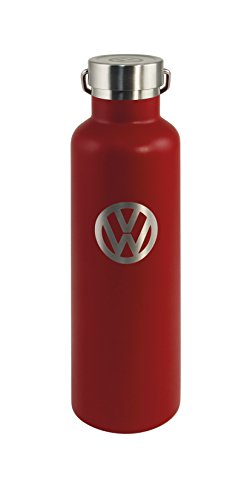 BRISA VW Collection - Original Volkswagen Isolierte Doppelwandige Vakuum Edelstahl Thermos-Flasche (Volkswagen Schriftzug & VW Logo/Rot/735ml) von BRISA