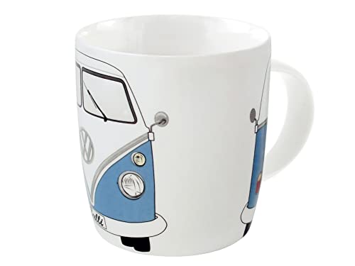 BRISA VW Collection - Volkswagen Große Keramik Kaffee-Tee-Cappuccino-Tasse-Becher-Haferl im T1 Bulli Bus Design (Bus Front/Blau) von BRISA