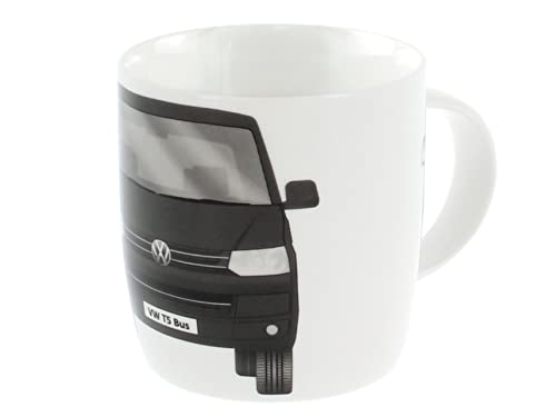 BRISA VW Collection - Volkswagen Große Keramik Kaffee-Tee-Cappuccino-Tasse-Becher-Haferl im T5 Design (Front/Schwarz) von BRISA