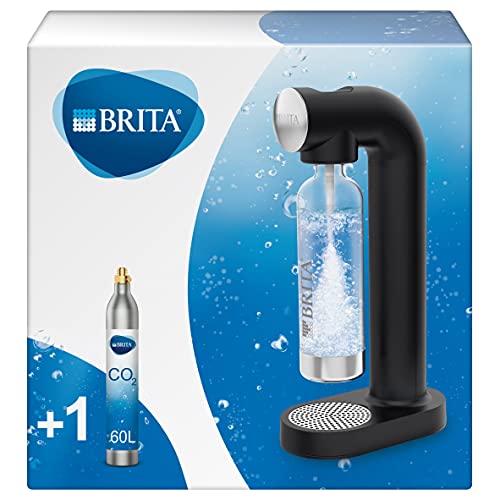 BRITA Wassersprudler sodaONE schwarz inkl. CO2-Zylinder und BPA-freier PET-Flasche | Macht aus Leitungswasser prickelndes Sprudelwasser (bis zu 60l pro Zylinder) von Brita