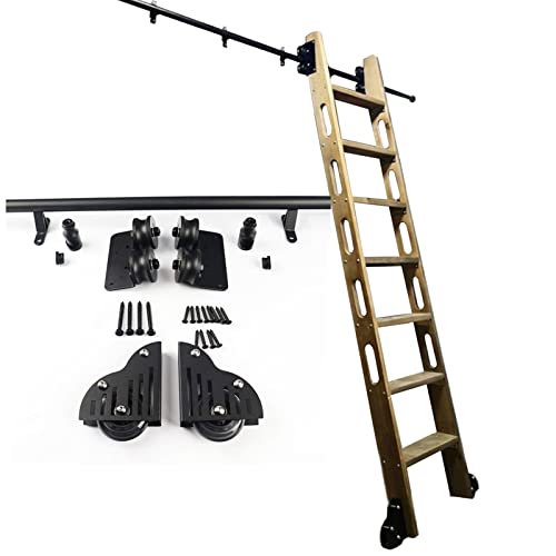 Bibliotheksleiter Hardware Kit Schiebetür Kit Schieber Leiter Kit Rolling Library Ladder Rail Track Heavy Dut Slide Rails |Rolling Ladders für Bücherregal -Lagerhaus -Schrank -Set Mobile Leiter -Hardw von BRJOY