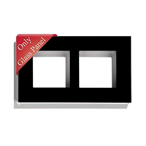 BSEED DIY Quadratischer Schwarz Glasrahmen 157 * 86 mm, passend für BSEED 50 mm Lichtschalter/Nur Steckdoseneinsatz von BSEED