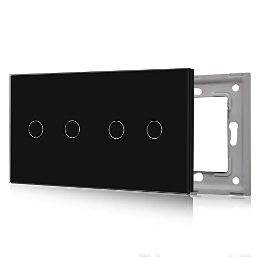 BSEED Wandleuchtenschalter Nur Touch-Glascheibe Double 2 Fach Schwarz 157mm * 86mm von BSEED