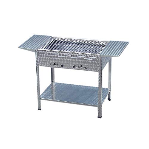 BSR-Grillen Holzkohlegrill Grill Kohlegrill aus Edelstahl 81x53x80 cm Kohlekasten Grillfläche 76x47 cm ideal für Privat Verein Catering Gastronomie (Grillrost verchromt + Seitenablagen) von BSR-Grillen