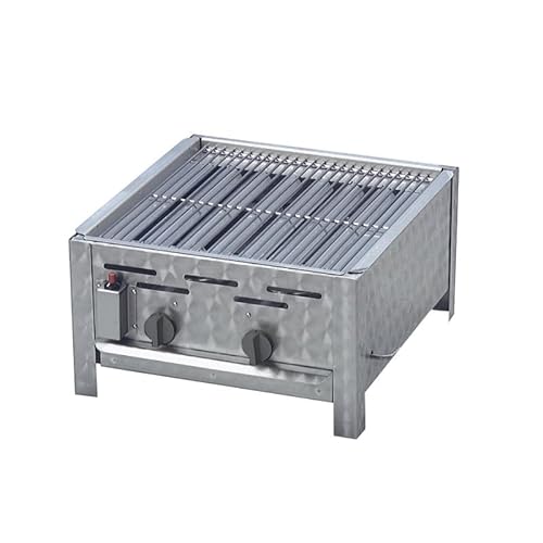 BSR-Grillen 2-flammiger Profi Gasgrill aus Edelstahl, stufenlos regelbar, Gasbräter, Gastrogrill, Gastrobräter mit Gasschlauch und Druckminderer (7,2 kW | verchromter Grillrost) von BSR-Grillen