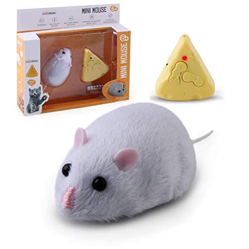 BSTCAR Fernbedienung Maus für Katzen, RC Katzenspielzeug Simulation Plüsch Ratte mit Käse Fernbedienung, Fernbedienung Katzenmäuse Spielzeug, Neuheit Geschenke von BSTCAR