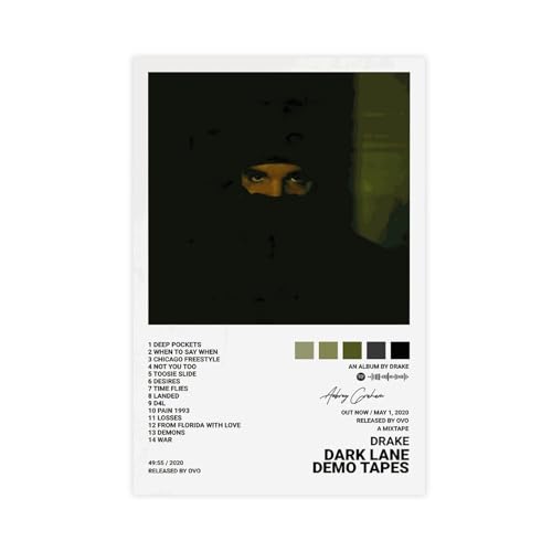 BSapp Drake Poster Dark Lane Demo Tapes Album Cover Poster Leinwand Poster Schlafzimmer Dekor Sport Landschaft Büro Zimmer Dekor Geschenk 30 x 45 cm von BSapp