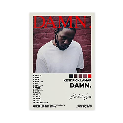 BSapp Kendrick Lamar Poster Damn Album Cover Poster Leinwand Poster Schlafzimmer Dekor Sport Landschaft Büro Zimmer Dekor Geschenk 60 x 90 cm von BSapp