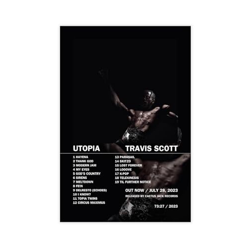 BSapp Travis Scott 'Utopia' Album Cover Poster 5 Leinwand Poster Schlafzimmer Dekor Sport Landschaft Büro Zimmer Dekor Geschenk 30 x 45 cm von BSapp