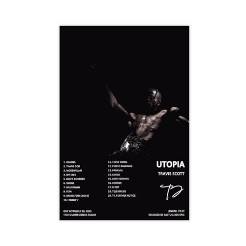 BSapp Travis Scott 'Utopia' Album Cover Poster 8 Leinwand Poster Wandkunst Dekor Druck Bild Gemälde für Wohnzimmer Schlafzimmer Dekoration 50 x 75 cm von BSapp