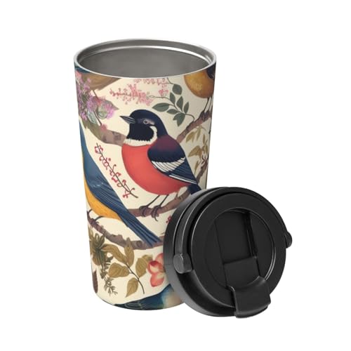 BTCOWZRV Birds in My Garden Reise-Kaffeetasse, auslaufsicher, auslaufsicher, Kaffeetasse mit Deckel, isolierter Kaffeebecher, tragbarer Thermobecher, auslaufsicher, wiederverwendbar, Reise-Kaffeetasse von BTCOWZRV