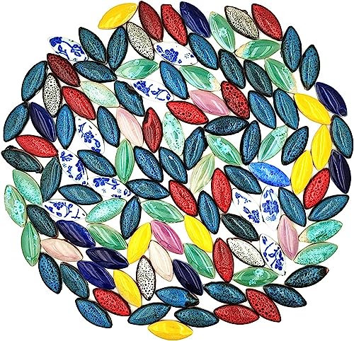 BTMIEY 500 g zufällige Keramik-Mosaikfliesen, DIY Kreative Keramik-Mosaikfliesen für DIY Bastelteller, Blumentöpfe, Vasen, Tassen, Mosaikherstellung (Blätter) von BTMIEY