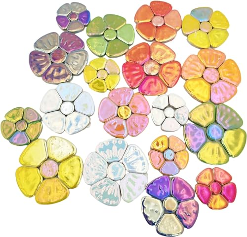 500g zufällige schillernde Blume Keramik-Mosaik-Fliesen für DIY-Handwerk, 3 Größe Blumen Mosaik-Stücke für Kunstwerk, Fotorahmen, Tassen, Blumentöpfe, Vasen, machen Trittsteine (Farbe mischen) von BTMIEY