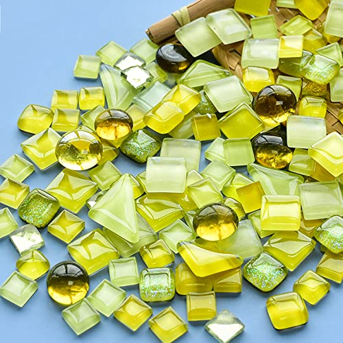 BTMIEY 200 g bunte Kristall-Mosaik-Fliesen, kleine Mini-Mosaik-Fliesen zum Basteln, für Badezimmer, Küche, Heimdekoration, DIY Kunstprojekte (gelbe Serie) von BTMIEY