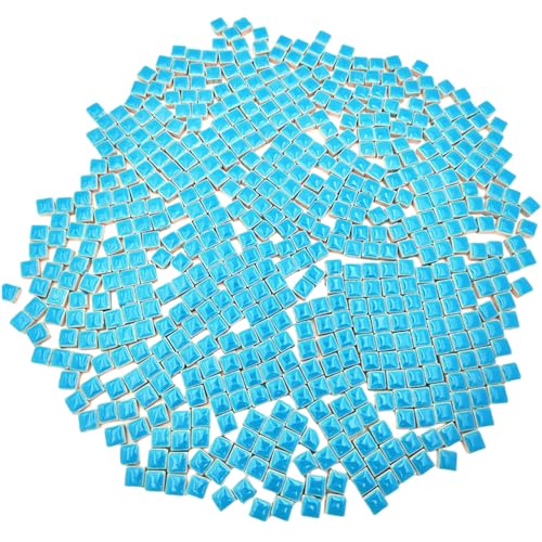 Quadratische Keramik-Mosaikfliesen, 500 Stück, 1 x 1 cm, handgefertigt, kreative Mikro-Mosaikstücke für Liebhaber, DIY-Mosaikprojekte und Heimdekorationen (Himmelblau) von BTMIEY
