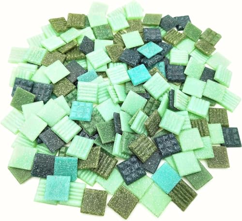 Quarz-Mosaikfliesen, 500 g, 2 cm, mehrfarbige Mosaiksteine, Steine für DIY-Mosaikherstellung, Handwerk, Hobby, Kunst, Heimwanddekoration (gemischte Grün) von BTMIEY