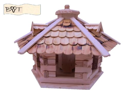 BTV Vogelhaus, Futterhaus, Holz massiv, Natur-Vogelhäuser in PREMIUMQUALITÄT, Vogelfutterhaus in Größe 70 cm, extra hoch 45 cm ngOS von BTV