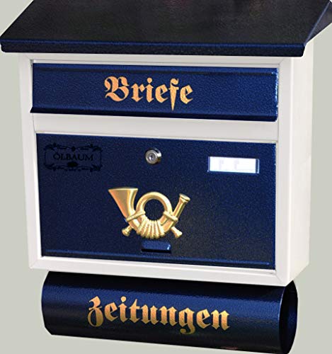 Vintage-Style Design Briefkasten, Motiv mit Zeitungsrolle XXL, Metall mit Lackierung, Flachdach mit Katalogeinwurf, von BTV