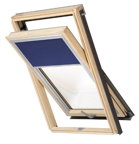 Dachfenster Balio Schwingfenster mit Eindeckrahmen und Rollo (Verdunkelungsrollo) 78x112 cm auch kompatibel zum Austauch alter Velux Dachfenster 78x118 von BTW