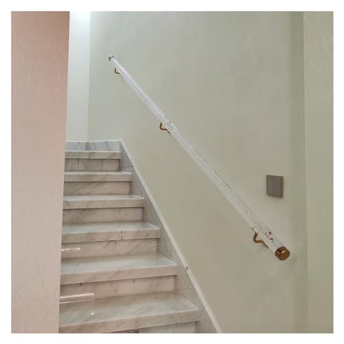 Treppengeländer Klarer Acryl-Treppenhandlauf für den Innenbereich, 1–7 m lang, rutschfester Sicherheits-Treppenhandlauf, transparentes Lucite, Wandmontage-Geländer, Treppen-Haltegriff mit Beschlägen von BTZHY