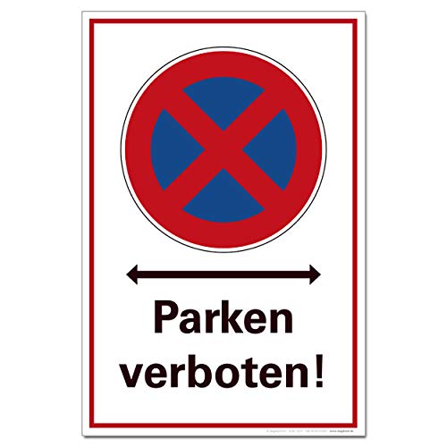 Halteverbot Schild Parken verboten Hinweisschild Pfeil Hartschaum 30 x 20 cm von BUEWA Schilder