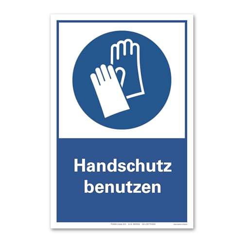 Handschutz benutzen Gebotsschild Schild Hinweis Hartschaum 20x30 cm von BUEWA Schilder